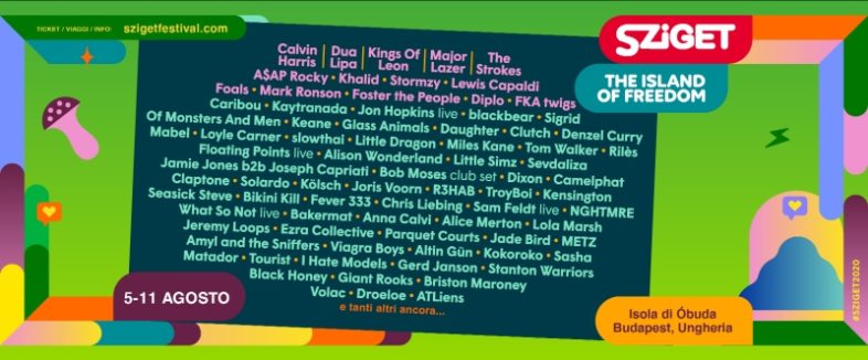 SZIGET FESTIVAL 2020 i primi nomi della 27esima edizione. Info e biglietti