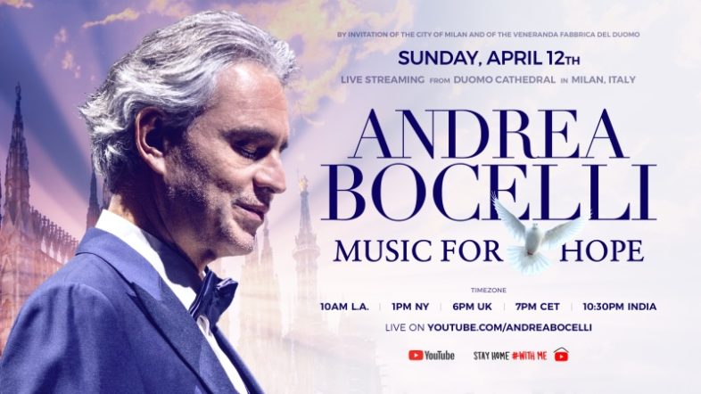 ANDREA BOCELLI a Pasqua in streaming dal Duomo di Milano