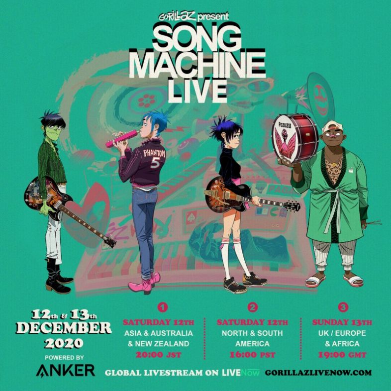 GORILLAZ – SONG MACHINE live da Londra in streaming il 12-13 Dicembre. Biglietti e info